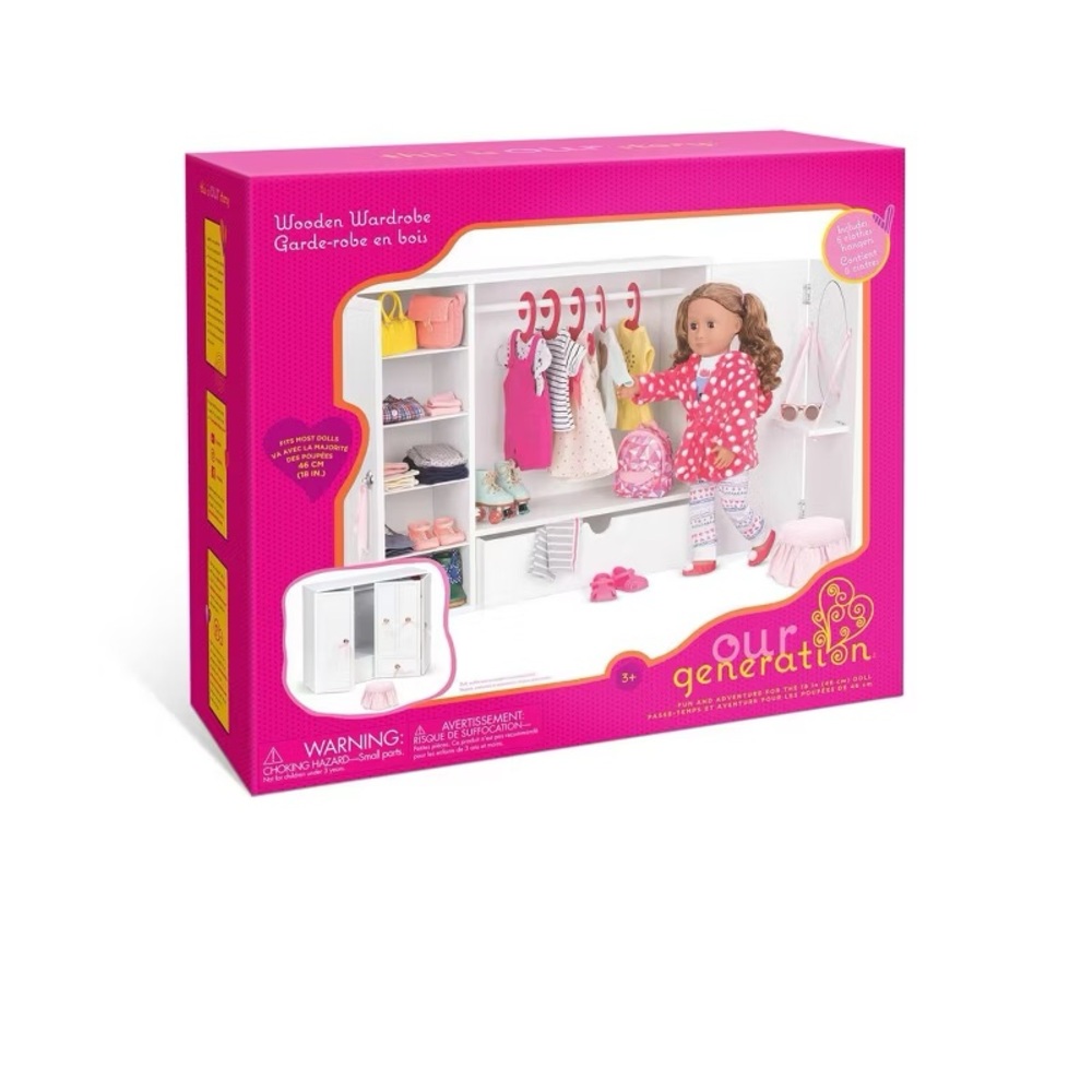 🎈 SOLD  Our Generation Doll Wooden Wardrobe